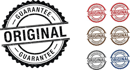 A group of original guarantee stamps in different colors and styles