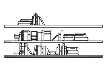 Bookshelf line art and black color