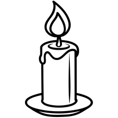 Elegant Candle Outline Vector