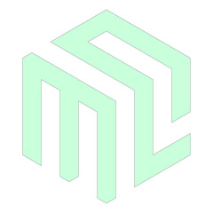 box shaped m d letter based icon