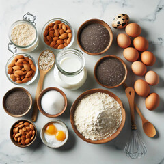 Gluten-Free Baking Ingredients on Marble Surface