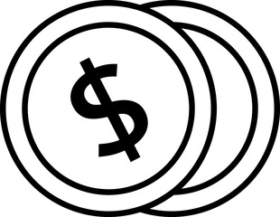 Simple shape coin thick line icon vector Isolated.
coin outline.
Transparent background. SVG file.