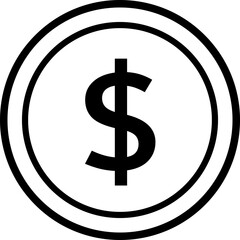 Simple shape coin thick line icon vector Isolated.
coin outline.
Transparent background. SVG file.