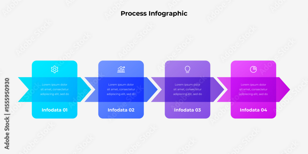 Aufkleber a visually engaging infographic featuring a four step process with vibrant gradient tones and sleek 