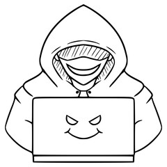 hacker illustration hand drawn outline vector