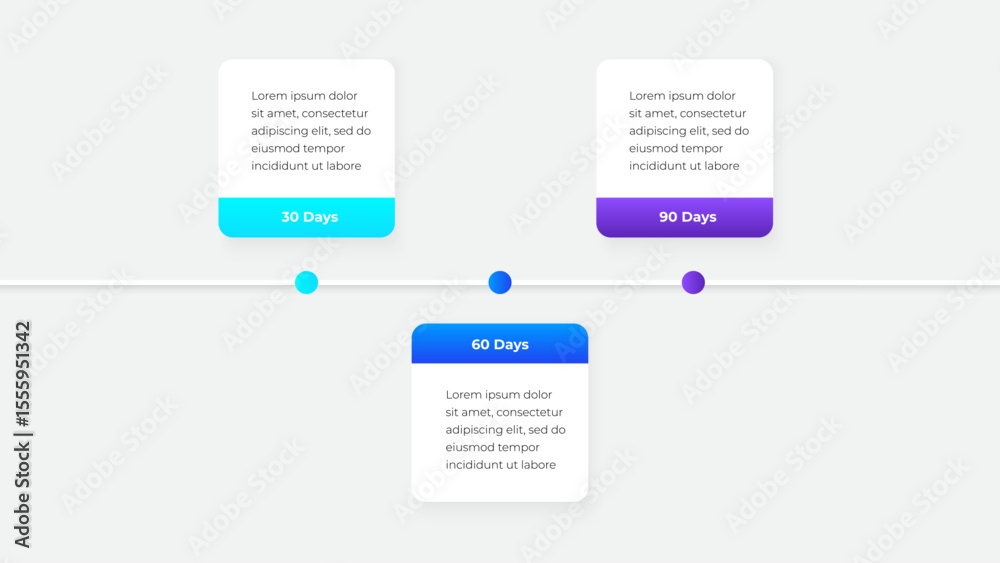 Poster illustration highlighting a business workflow timeline featuring milestones with descriptive text an