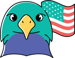 Majestic Front Facing Vector Bald Eagle Head With Sharp Eye Artwork