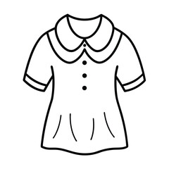 Line Art Illustration of a Women's Blouse with Peter Pan Collar and Short Sleeves for Fashion Design Projects