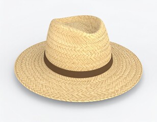 3D rendering of a farmer&rsquo;s straw hat, classic woven style, isolated on clean background