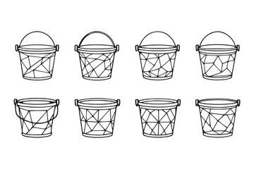 Bucket line art and black color 