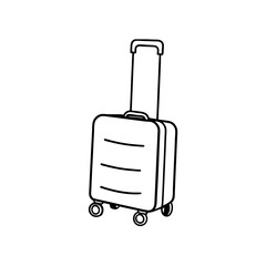 Obraz premium Stylized Line Art Illustration of a Rolling Suitcase Luggage Depicting Travel and Transportation Readiness Featuring Wheels and Extendable Handle