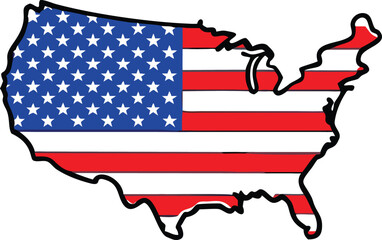 Crisp Vector Outline Map Of United States For Design   Graphics