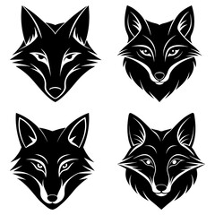 Four silhouette images of a great dane dog standing in different poses on a white background design art