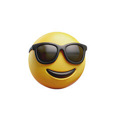 3D Yellow Smiley Face Icon with Black Sunglasses Ai Generate