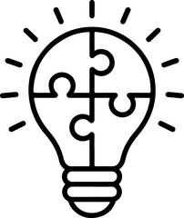Light bulb with puzzle pieces inside symbolizing a creative idea or solution