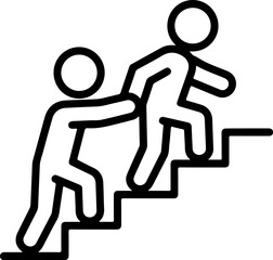 Person helping another person climb stairs symbolizing support and progress