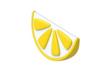 Lobule of lemon isolated on white background. Citrus fruit. 3d render