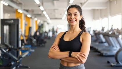 Fototapeta premium Confident Middle Eastern Female Athlete at the Gym
