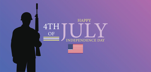 Naklejka premium Purple Silhouette 4th of July Independence Day Art