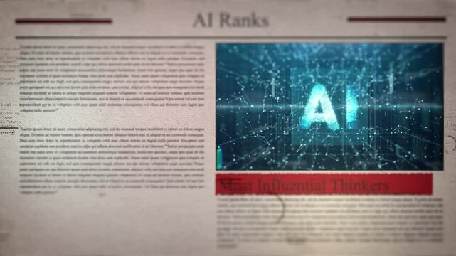 AI Ranks Most Influential Thinkers newspaper-style headline titles