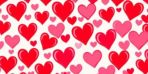 Seamless vector pattern of overlapping red and pink hearts, perfect for Valentine's Day,  invitation,  valentine