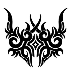 Black silhouette symmetrical abstract tribal ornament tattoo design vector illustration
