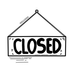 Hand drawn hanging closed sign vector illustration. Doodle style isolated on white background