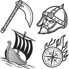 A vibrant vector set of pirate and sailing ship icons for your sea adventure designs, featuring boats, anchors, and ocean waves under the summer sun
