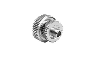 3D render of a metallic gear assembly, showcasing intricate details and precision engineering. background removed
