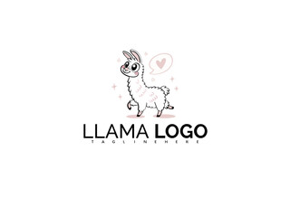 Fototapeta premium Sweet Kawaii Alpaca Vector Logo Clipart in Magical Pastel Style. Cute Mascot for Children’s Merchandise, Nursery Themes, Toy Labels, and Baby-Focused Branding Concepts.