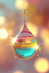 Enchanting Water Drop Splash with Golden Glow and Bokeh