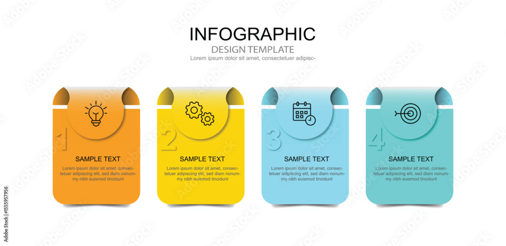 Poster infographic 4 options design template for your business data. vector illustration