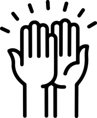 Obraz premium Two hands giving a high five with radiating lines symbolizing success and celebration