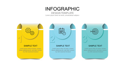 Business infographic template. 3 Step timeline journey. Process diagram, 3 options on white background