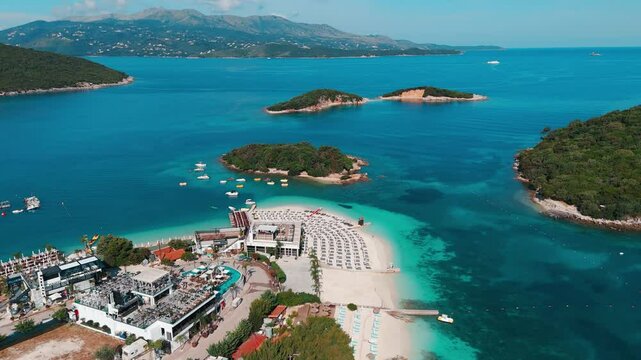 Aerial view of Ksamil Beach in Albania