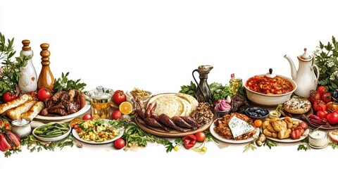 Feast of Flavors: A visual celebration of diverse culinary delights and exquisite food, capturing the essence of a gastronomic adventure. This vibrant spread evokes a sense of warmth.