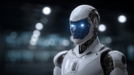 Fototapeta premium Futuristic AI Lab with Droid and Cyborg Development