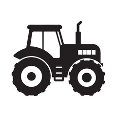 Simple Black and White Tractor Illustration for Agricultural or Farming Concepts and Design Elements on White Background