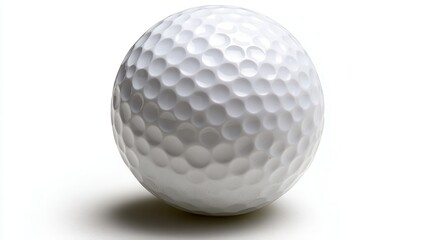 A close-up image of a white golf ball showcasing its unique dimples and texture against a plain background, ideal for sports, tournaments, or promotional materials related to golfing,