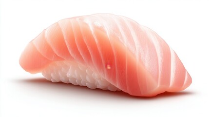 Sliced sushi showcases vibrant salmon resting atop seasoned rice, perfect for culinary articles, restaurant menus, or food blogs, A visual treat that highlights exquisite seafood presentation,