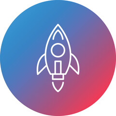 Rocket Line Gradient Circle Background Icon