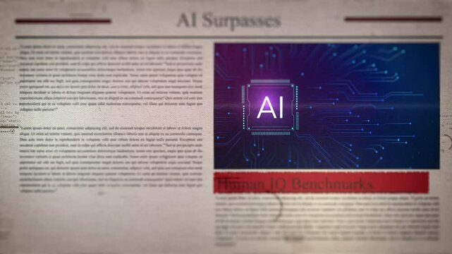 AI Surpasses Human IQ Benchmarks newspaper-style headline titles