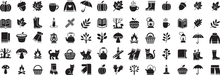 Autumn seasonal icons collection fall