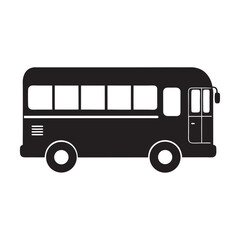 Black Silhouette of a Bus Public Transportation Vehicle Isolated on White Background Minimalist Vector