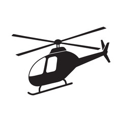 Simple Black Silhouette of a Helicopter Isolated on White Background for Design and Illustration Purposes