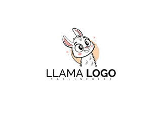 Fototapeta premium Kawaii Style Llama Clipart Vector Logo in Magical Pastel Colors. Adorable Cartoon Mascot for Baby Products, Nursery Decor, Kids Clothing, and Fun Brand Identity Concepts.