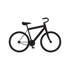 Simple Black Bicycle Silhouette on White Background for Logos and Designs