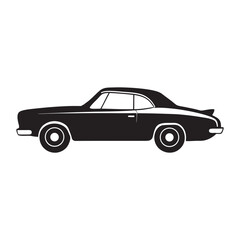 Classic American Muscle Car Silhouette Illustration in Black and White for Automotive Design Projects and Retro Style Graphics