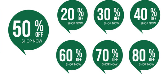 Green Circular Discount Tags – Up to 80% Off