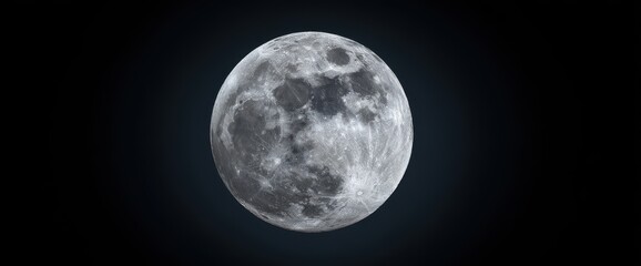 Fototapeta premium Detailed Full Moon View Against Dark Sky, High Resolution Lunar Surface